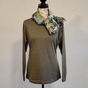 Dressy long sleeve top, Olive green, Large, Basic Requirements